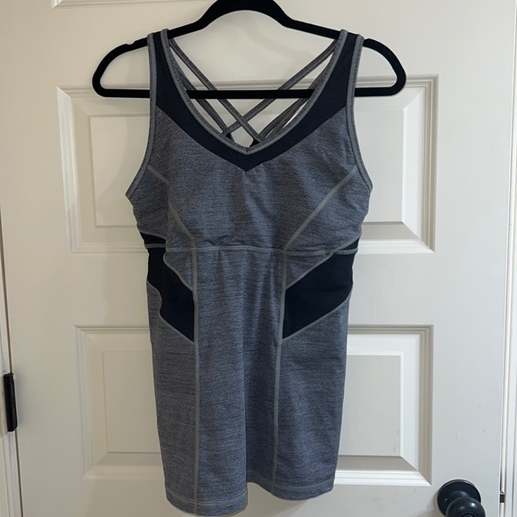 lululemon athletica Tops - EUC Lululemon Gray Black Criss Cross Tank Top- Size 12